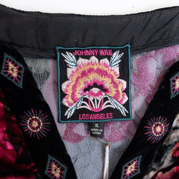 Johnny Was Rosa Velvet Front Notch Dress Floral Maxi Boho Silk Blend Size XL - Picture 6 of 16